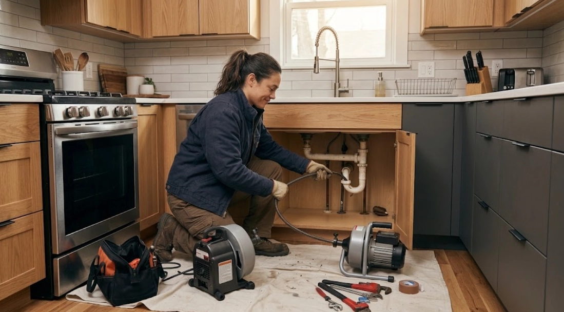 Professional motorized drain cleaning and sink clog removal in Fresh Meadows, Queens