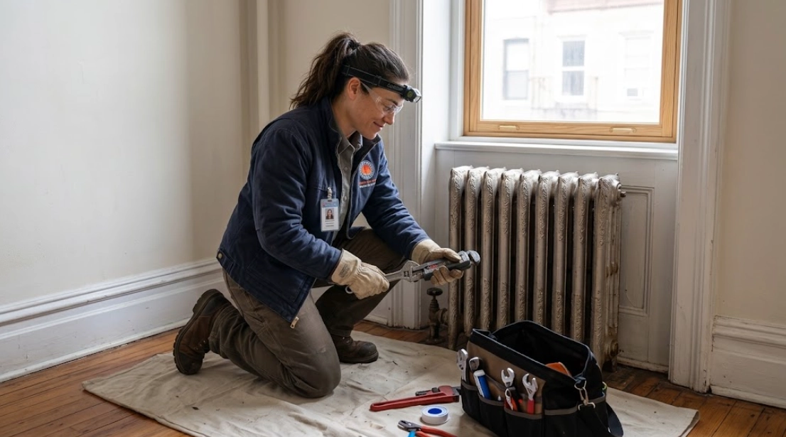 Steam radiator valve repair and air vent servicing in Fresh Meadows, Queens